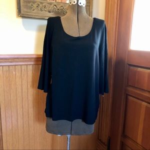 Eileen Fisher Rayon Round Neck 3/4 Sleeve Shirt